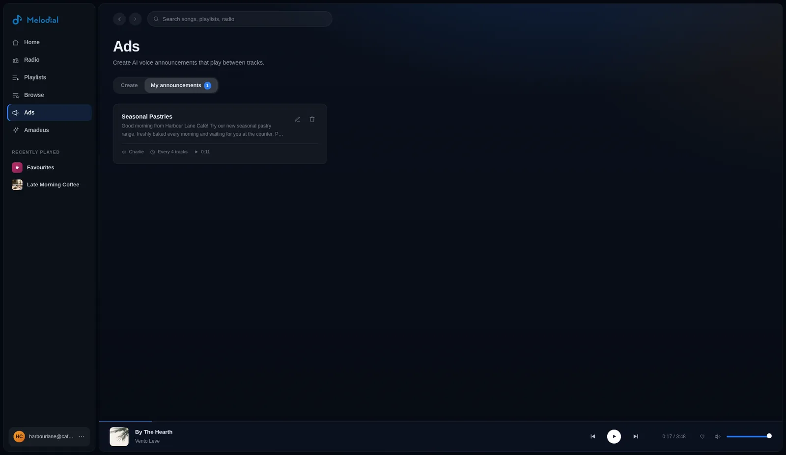 Create AI voiceover audio ads in the Melodial ad studio
