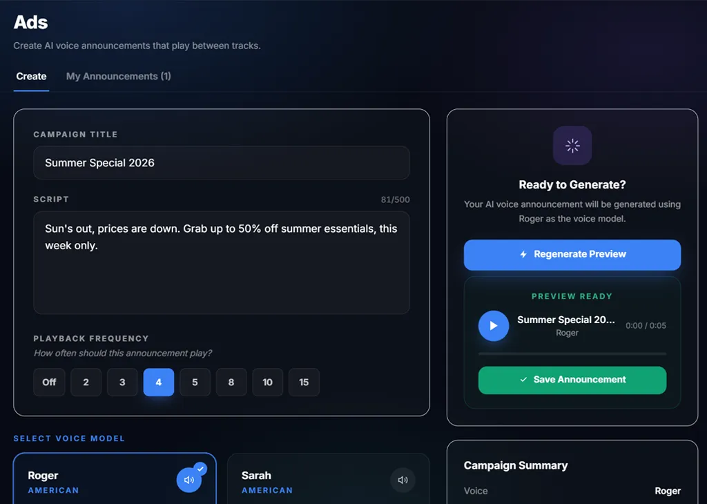 Create AI voiceover audio ads in the Melodial ad studio