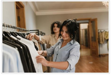 A customer browsing a retail store with ambient background music playing